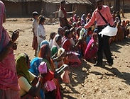 Cloth distribution by volunteers