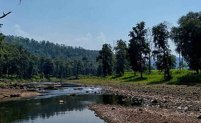 Melghat landscape: a river among forested hills