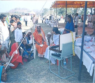 Initial field OPD: patients examined at an outdoor camp